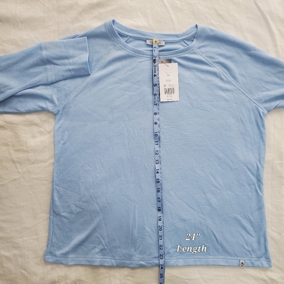 Ocean + Coast Womens XL Blue Waffle Knit Thermal Pajama Set Shirt Pants FLAWS - Picture 11 of 16